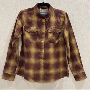 Dixxon Flannel Pearl Snap Goldfield Plaid Long Sleeve Women's Sz M Western Boho